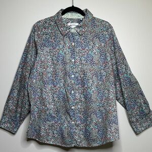 Foxcroft Multi-Color Floral Patterned Cotton Shaped Button-Up Size 16W